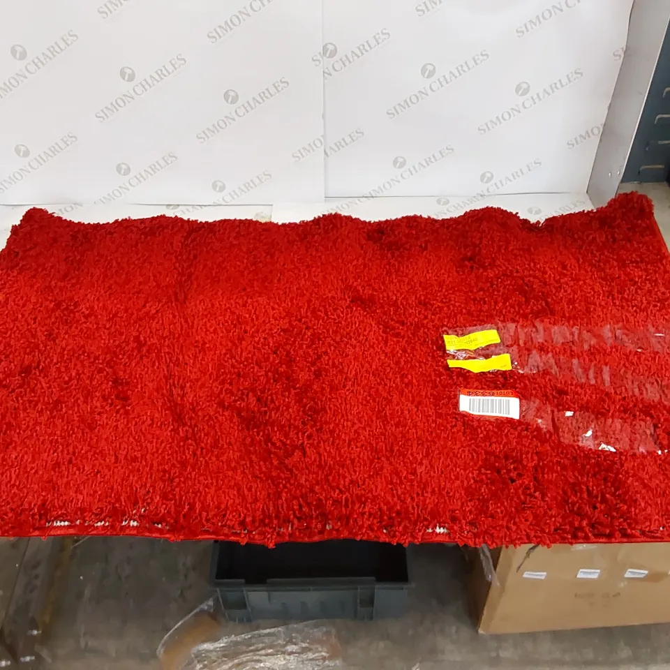 HONEY SOLID COLOUR MACHINE WOVEN RED RUG // 60 X 110CM
