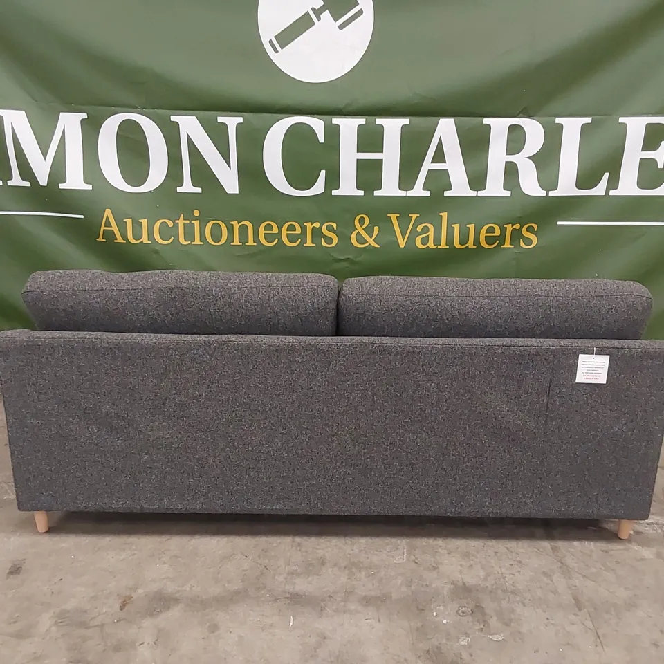 DESIGNER LARGE CONTEMPORARY FABRIC UPHOLSTERED SOFA IN CHARCOAL GREY