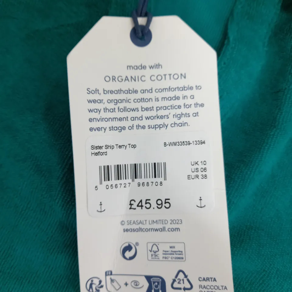SEASALT CORNWALL SISTER SHIP TERRY TOP SIZE 10