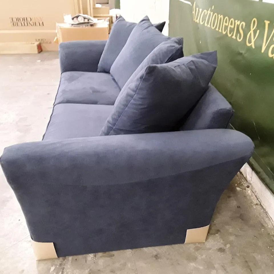 QUALITY DESIGNER 3 SEATER SOFA - DARK BLUE FABRIC