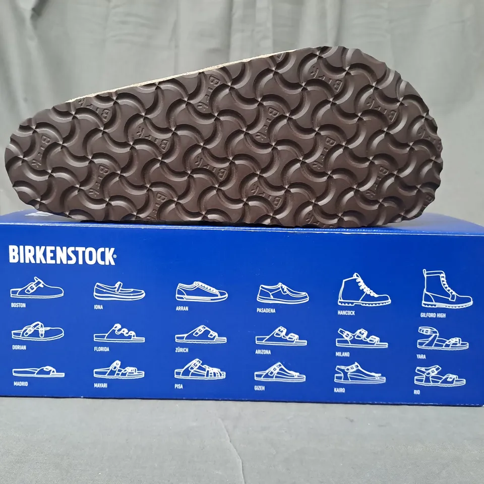 BOXED PAIR OF BIRKENSTOCK BOSTON BS SLIP-ON SHOES IN TAUPE UK SIZE 5.5