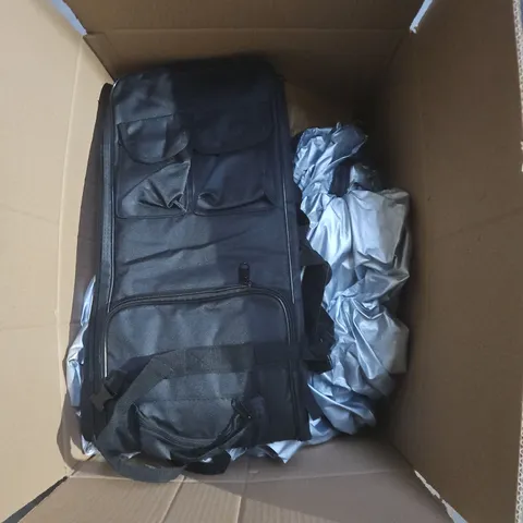 BOX OF APPROX 15 HOUSEHOLD ITEMS TOO INCLUDE CURTAINS, CINDERELA LIGHTS, BIODEGRADABLE TRASH BAGS , ETC 