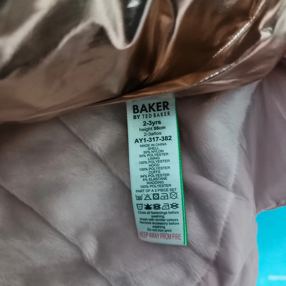 BAKER BY TED BAKER KIDS' PINK PADDED COAT WITH ADDED PURSE 2-3 YEARS