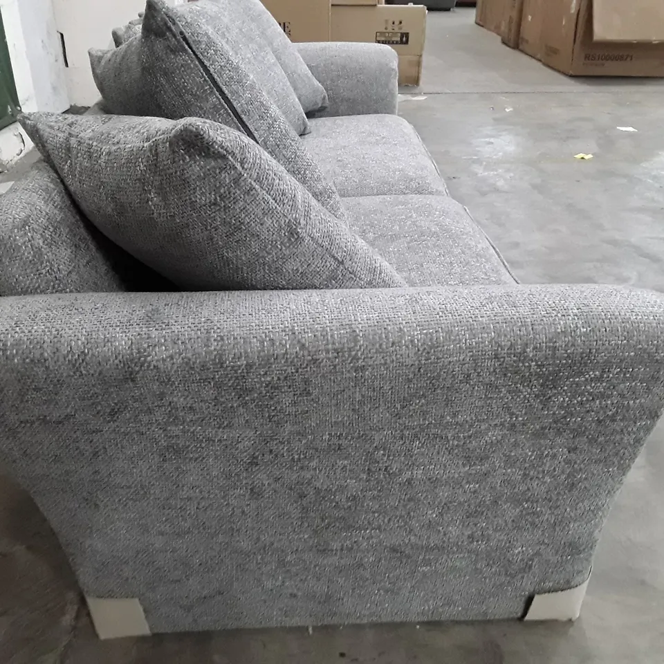 QUALITY DESIGNER DURY CHUNKY WEAVE 4 SEATER SOFA - GREY FABRIC 