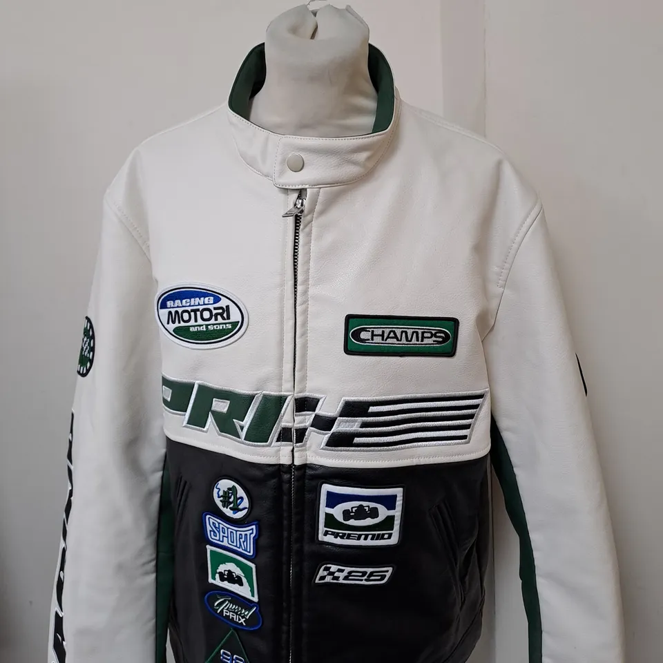 H&M MOTOR RACING LEATHER JACKET SIZE M