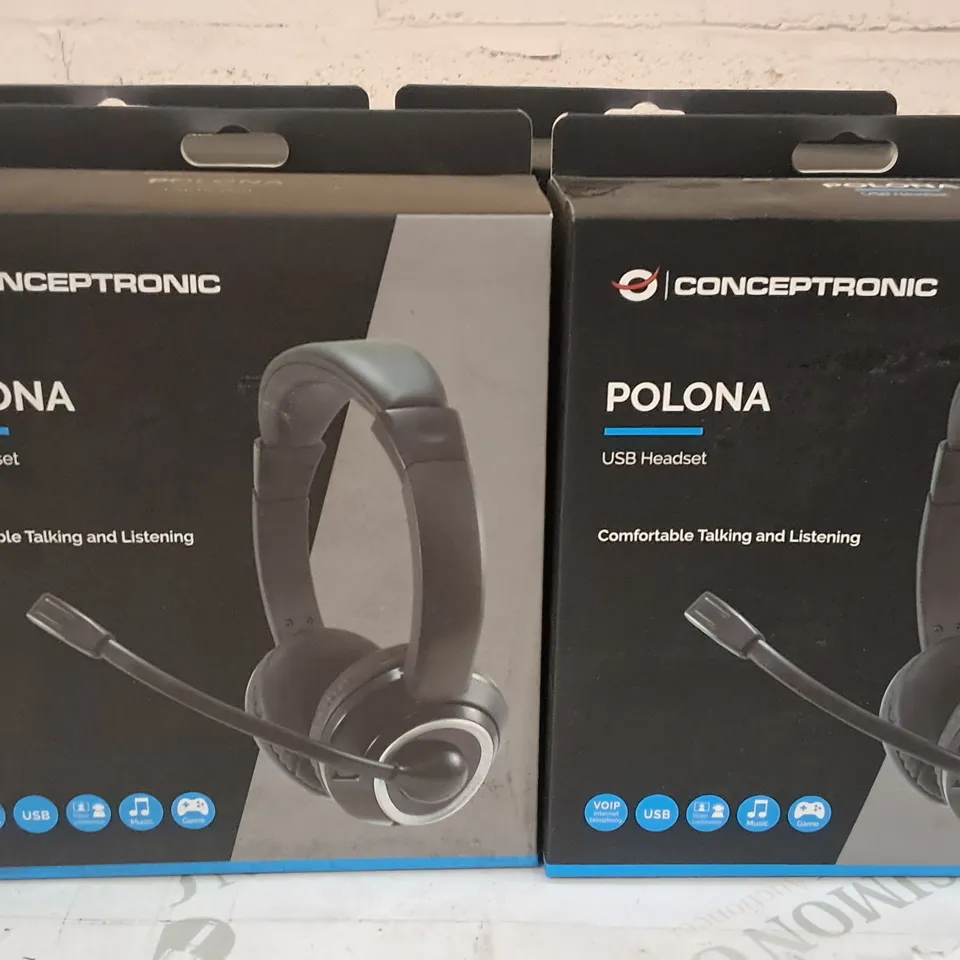 LOT OF 4 CONCEPTRONICS POLONY USB HEADSETS