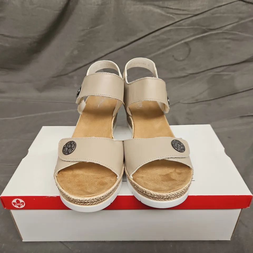 BOXED PAIR OF WOMENS RIEKER STRAP WEDGE SANDALS - UK SIZE 40