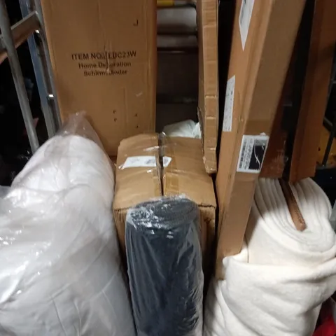 APPROXIMATELY 10 ASSORTED HOUSEHOLD PRODUCTS TO INCLUDE CUSHIONS, CAT LITTER TRAY, NEON SIGN ETC