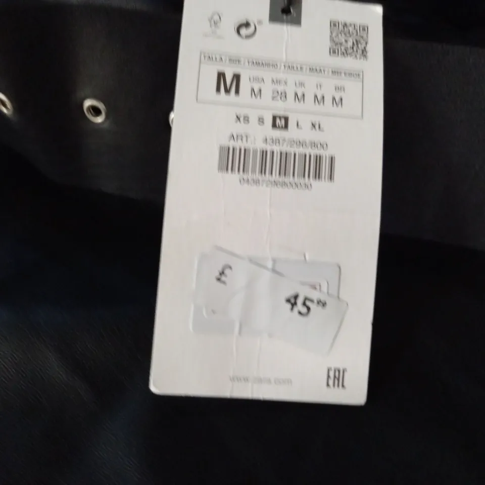 ZARA BLACK PU TROUSERS WITH BELT - M