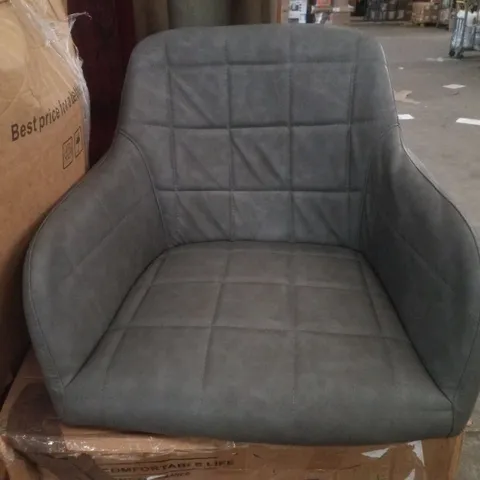 BOXED BLOOR SET OF TWO LIGHT GREY FAUX LEATHER DINING CHAIRS