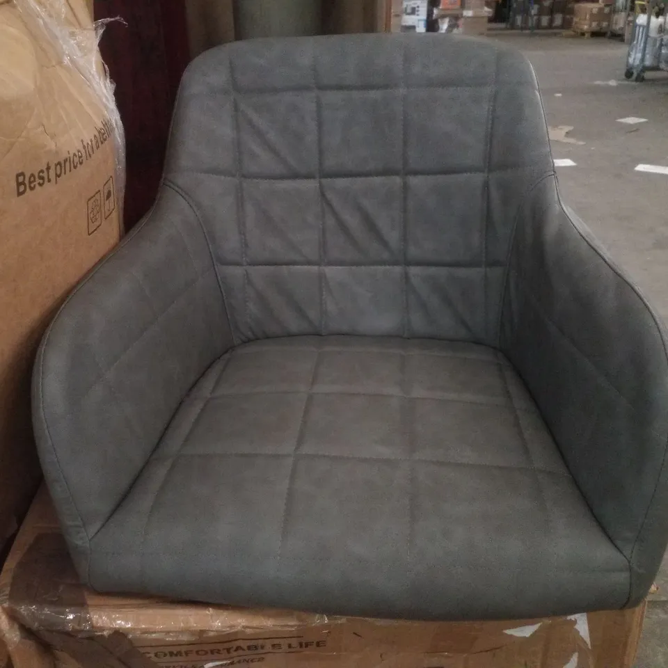 BOXED BLOOR SET OF TWO LIGHT GREY FAUX LEATHER DINING CHAIRS