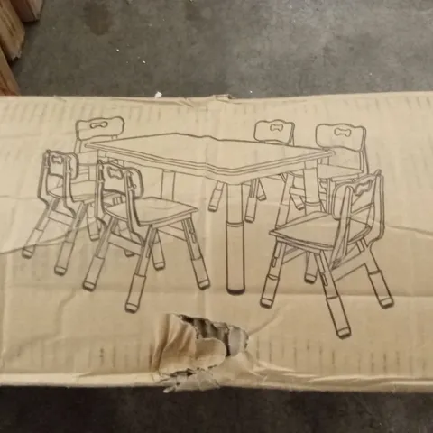 BOXED KIDS TABLE AND 6 CHAIRS SET (1 BOX)