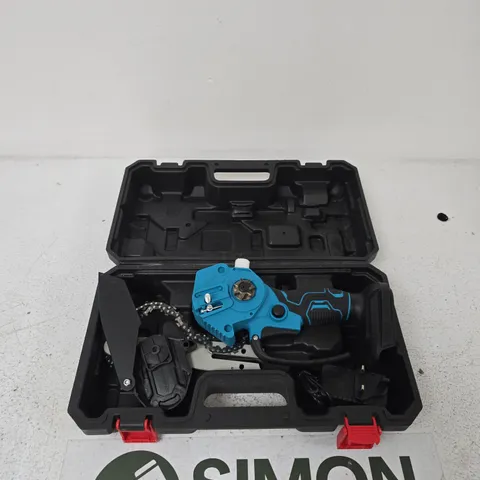 BLUE HANDHELD POWER TOOL IN CARRY CASE