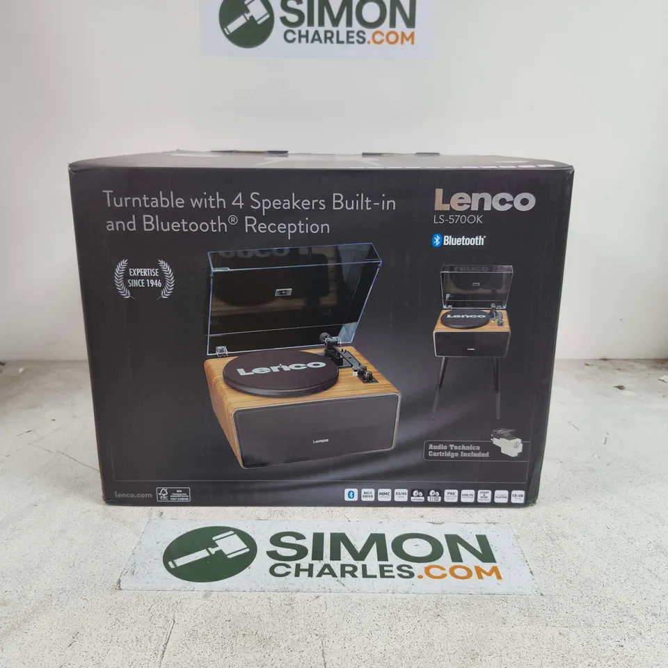 BOXED LENCO TURNTABLE WITH 4 SPEAKERS AND BLUETOOTH RECEPTION - LS-570OK