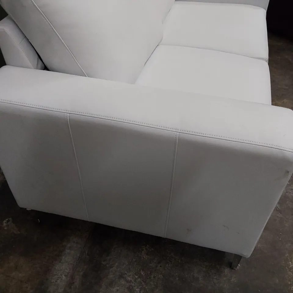 DESIGNER TWO SEATER SOFA WHITE LEATHER 