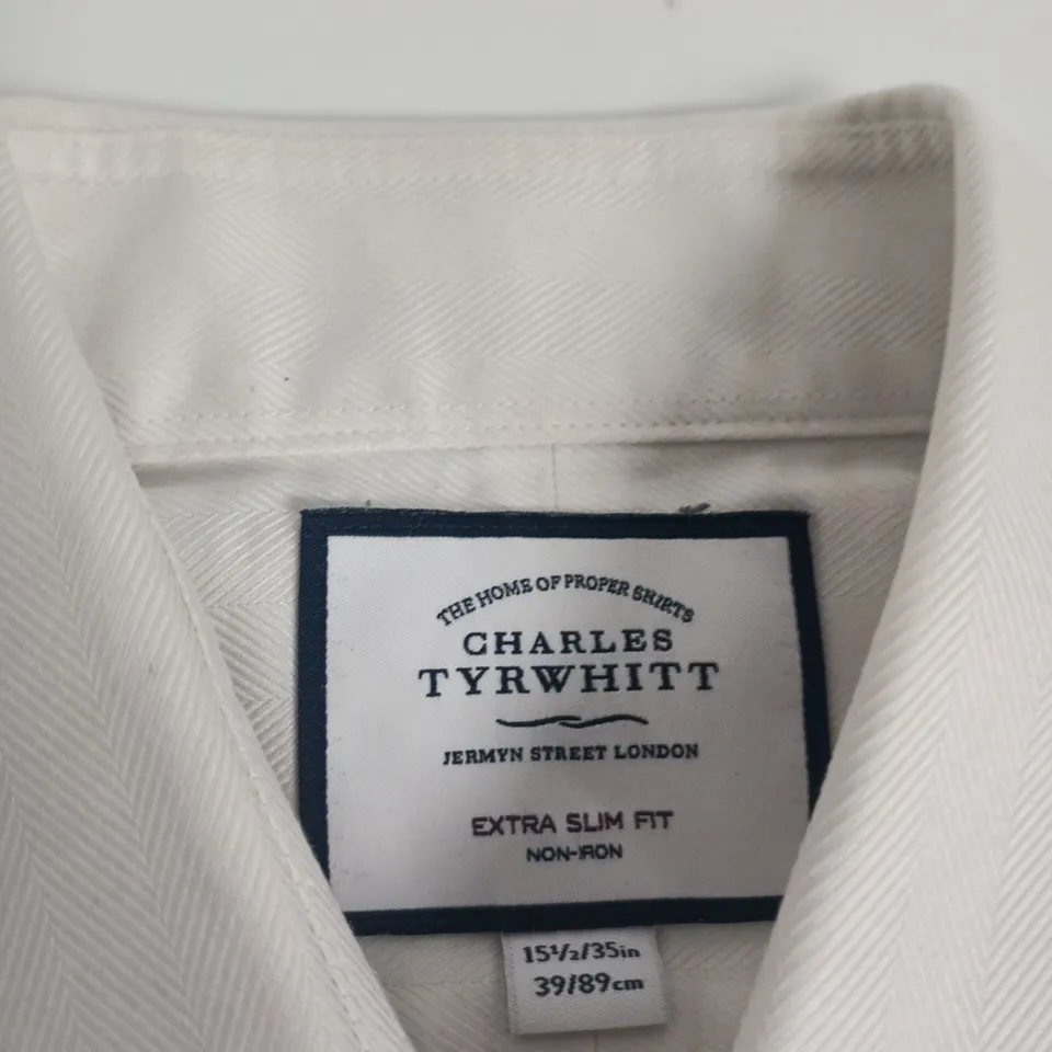 CHARLES TYRWHITT WHITE EXTRA SLIM FIT NON-IRON SHIRT – UK 15.5 NECK, 35IN SLEEVE