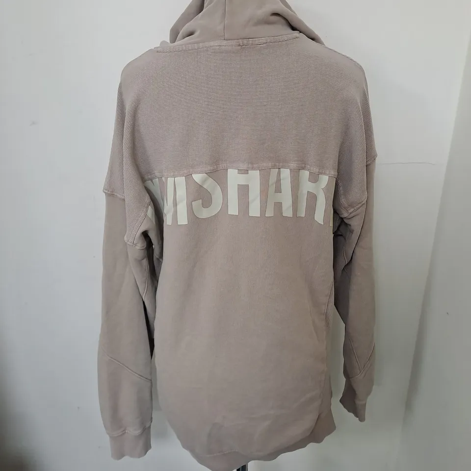 GYMSHARK POWER WASHED HOODIE SMALL CEMENT BROWN