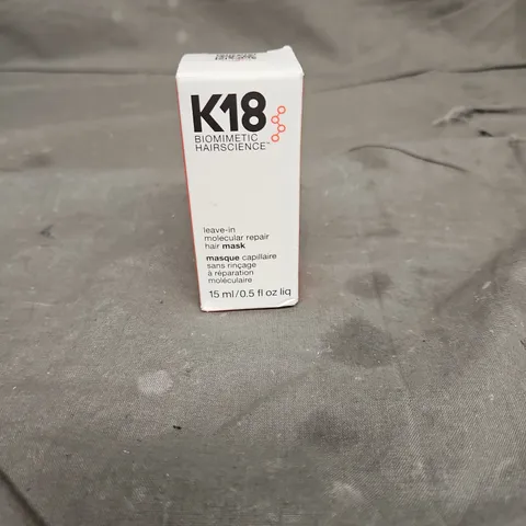 SEALED K18 BIOMIMETIC HAIR SCIENCE LEAVE-IN MOLECULAR HAIR MASK 15ML