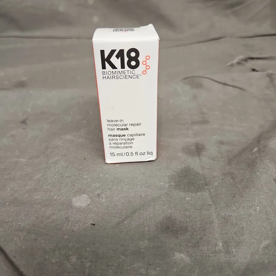 SEALED K18 BIOMIMETIC HAIR SCIENCE LEAVE-IN MOLECULAR HAIR MASK 15ML