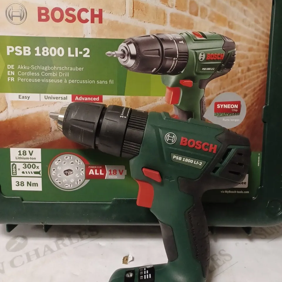 BOSCH 18V 1.5AH LI-ION CORDLESS COMBI DRILL PSB 1800 LI 2