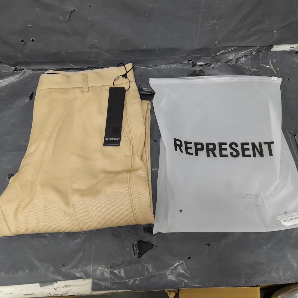 BAGGED REPRESENT MEDIUM WOOL SESAME SPLIT PANT (FIXED WAISTBAND)