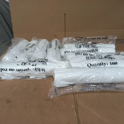 10 X SET OF 100 WHITE APRONS ON ROLL 27 X 42" 