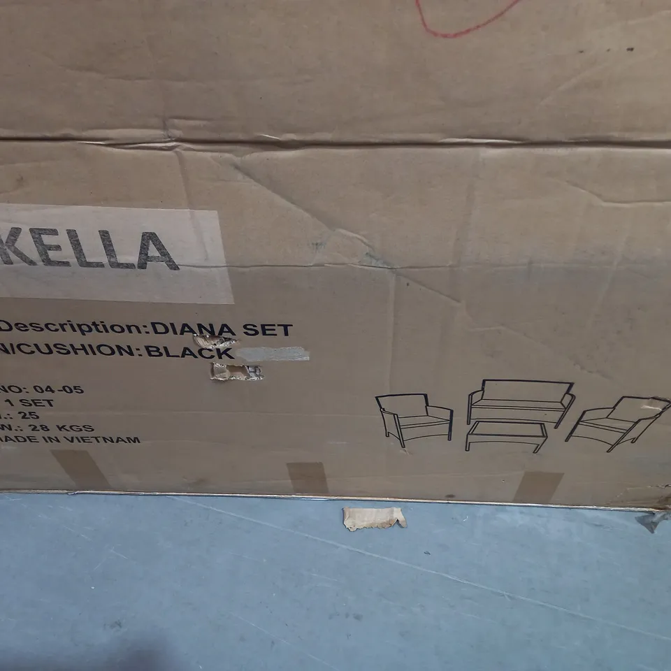 BOXED OAKELLA DIANA RATTAN EFFECT FURNITURE SET (2 BOXES)