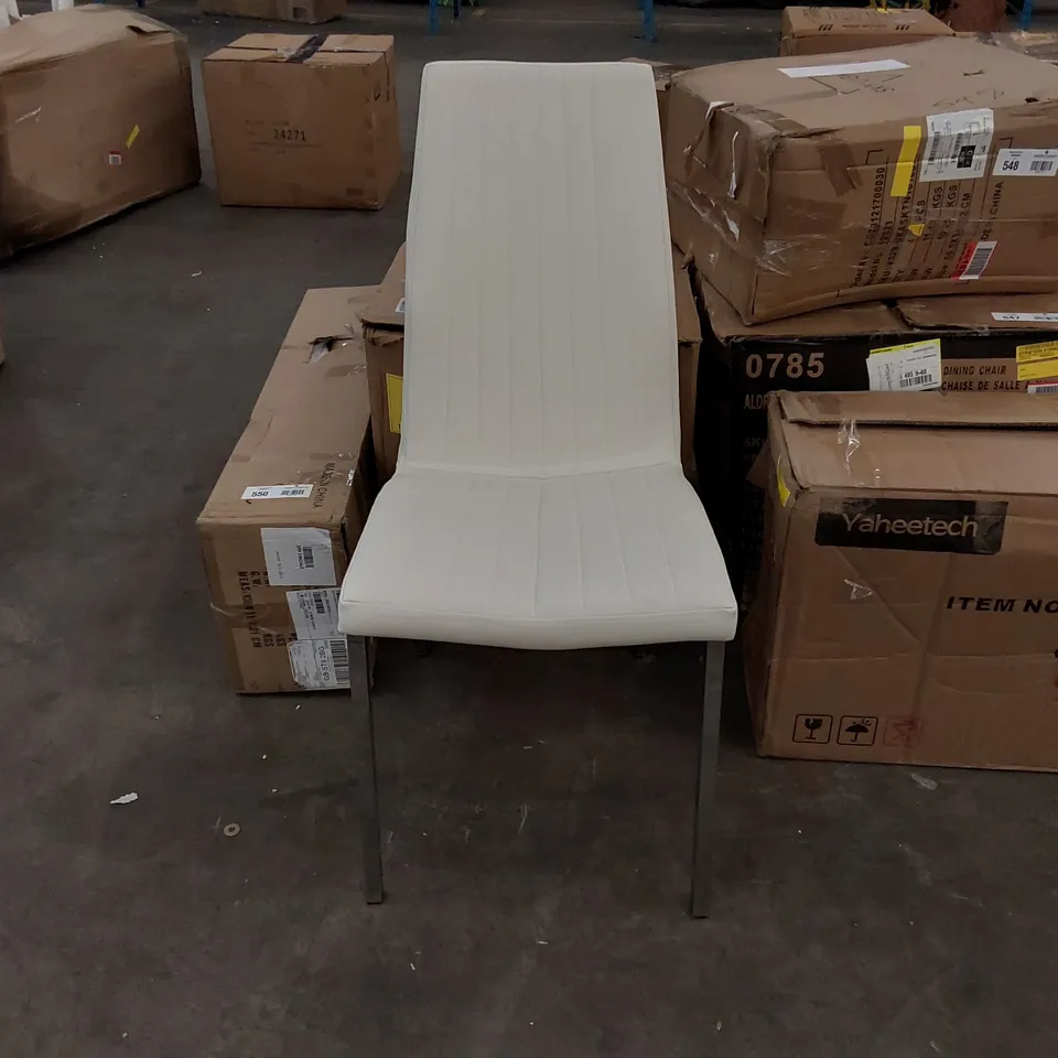 BOXED SET OF 2 FAUX LEATHER MODERN TALL BACK DINING CHAIRS WHITE (1 BOX)