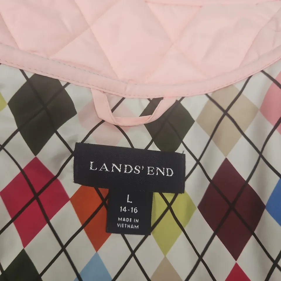 LANDS' END WOMEN'S QUILTED JACKET – PINK, SIZE L (UK 14–16)