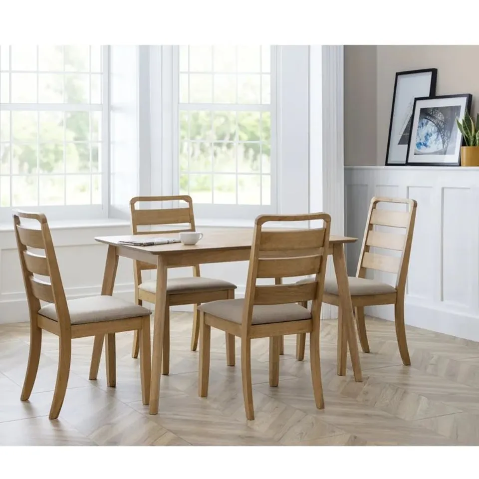 BOXED CHUMBLEY BEIGE LINEN LADDER BACK SIDE CHAIRS - SET OF 2 (1 BOX)