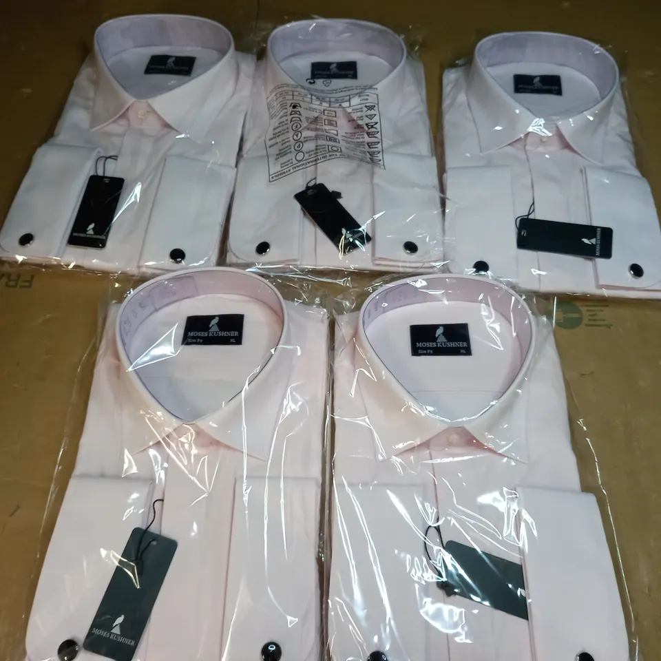MOSES KUSHNER LOT OF 5 LONG SLEEVE SLIM FIT BUTTONED LIGHT PINK SHIRTS - XL