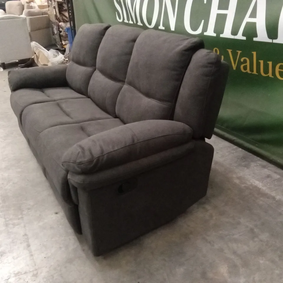 ALBION CHENILLE 3 SEATER HIGH BACK MANUAL RECLINER SOFA - CHARCOAL RRP £679