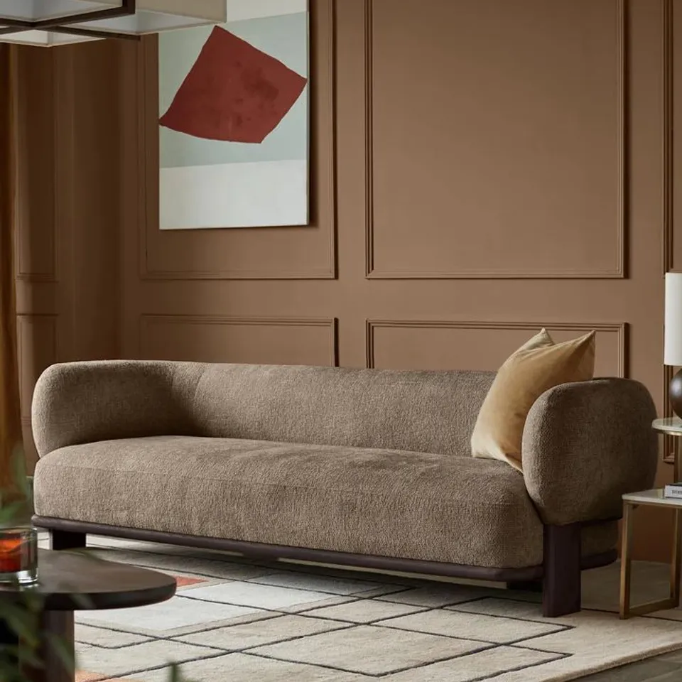 BOXED DANETTI FLORENCE MOCHA CHUNKY WEAVE 3 SEATER SOFA