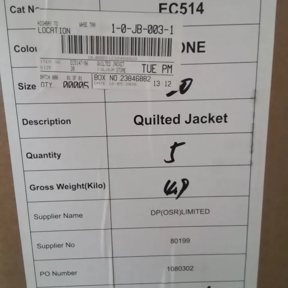 BOXED BRAND NEW APPROXIMATELY 5 SIMPLY BE QUILTED JACKET STONE SIZE 20