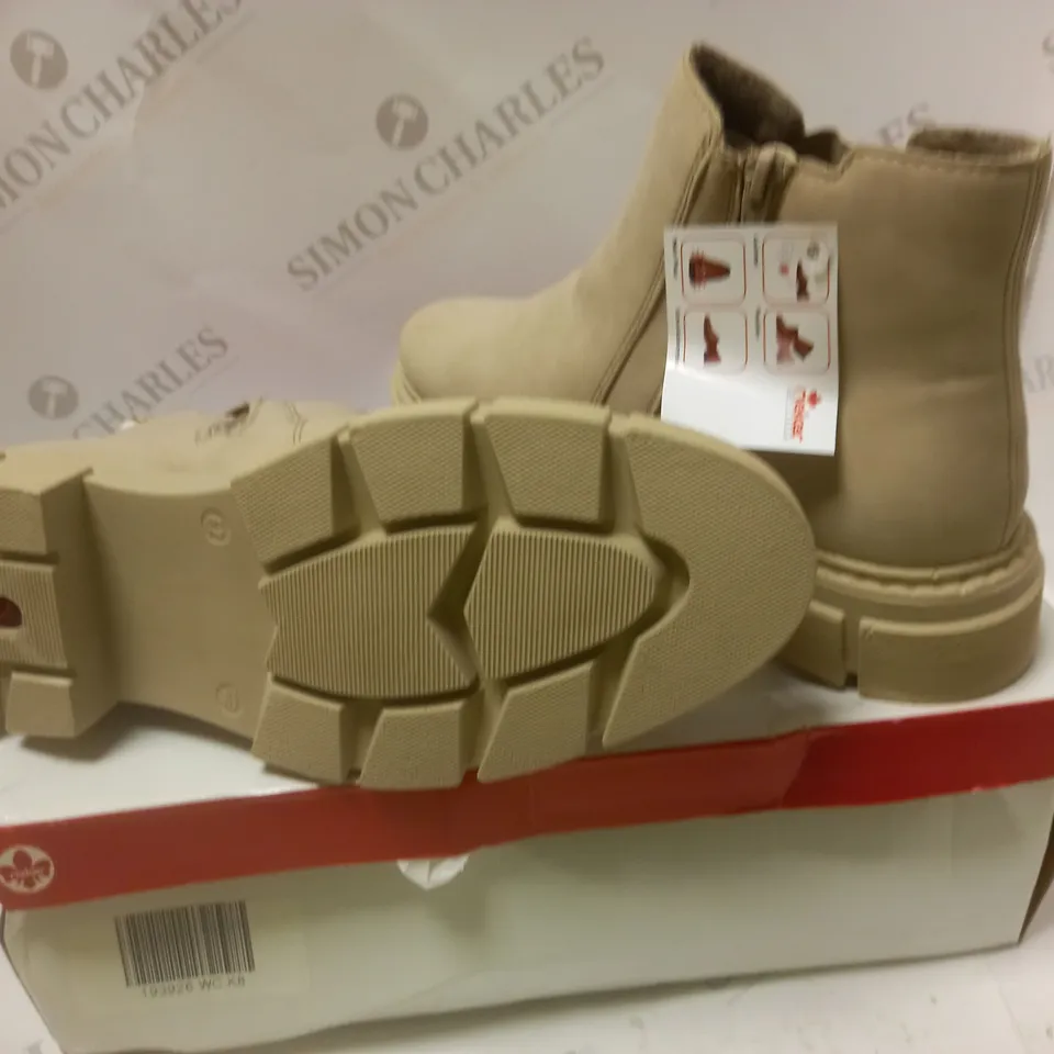 BOXED BEIGE CHUKY ANKLE BOOT - SIZE 8