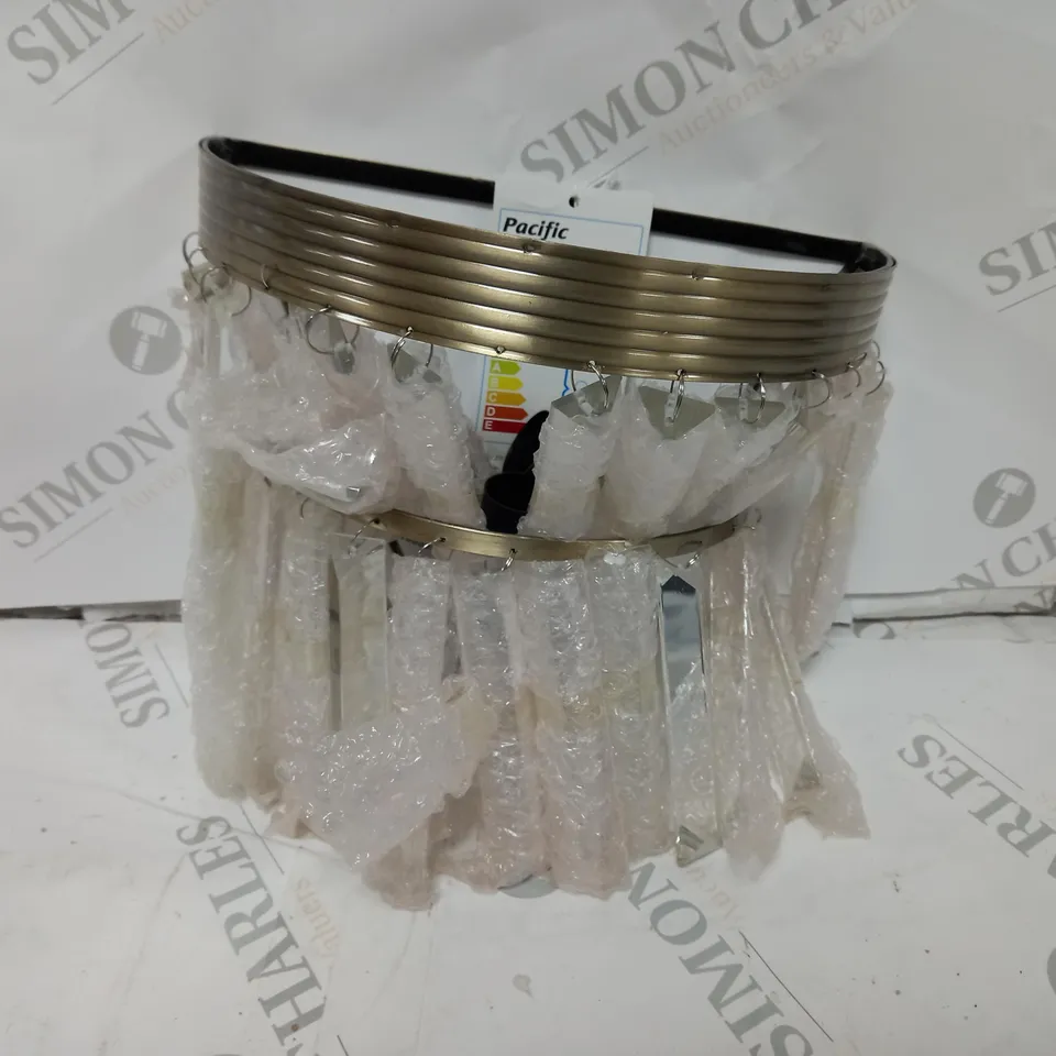BOXED PACIFIC LIFESTYLE WALL LIGHT, 1 LIGHT FLUSH MOUNT ANTIQUE BRASS/CLEAR
