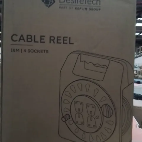 BOXED DESIRETECH 18M 4 SOCKET CABLE REEL