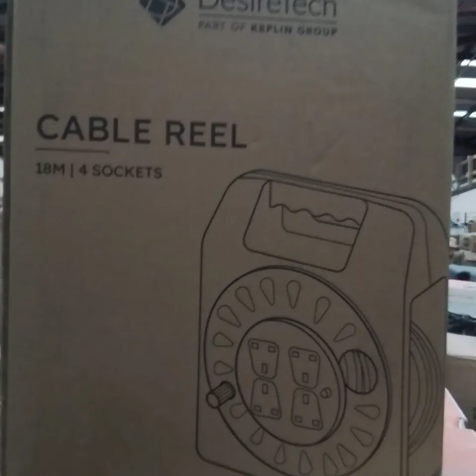 BOXED DESIRETECH 18M 4 SOCKET CABLE REEL 