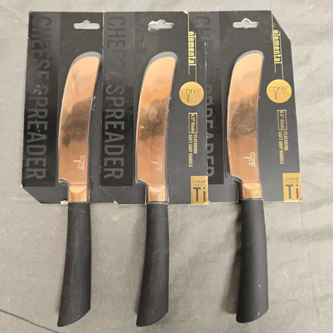 SET OF CORE KITCHEN ELEMENTAL 4.5" CHEESE SPREADER KNIVES