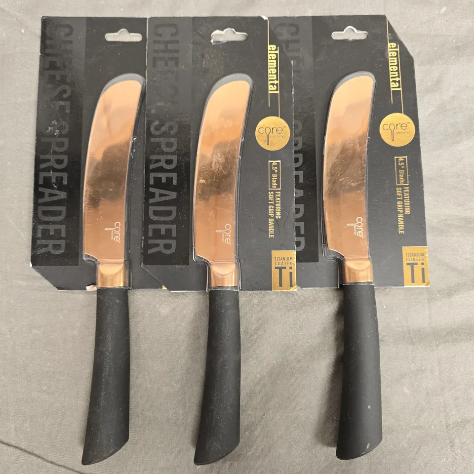 SET OF CORE KITCHEN ELEMENTAL 4.5" CHEESE SPREADER KNIVES 