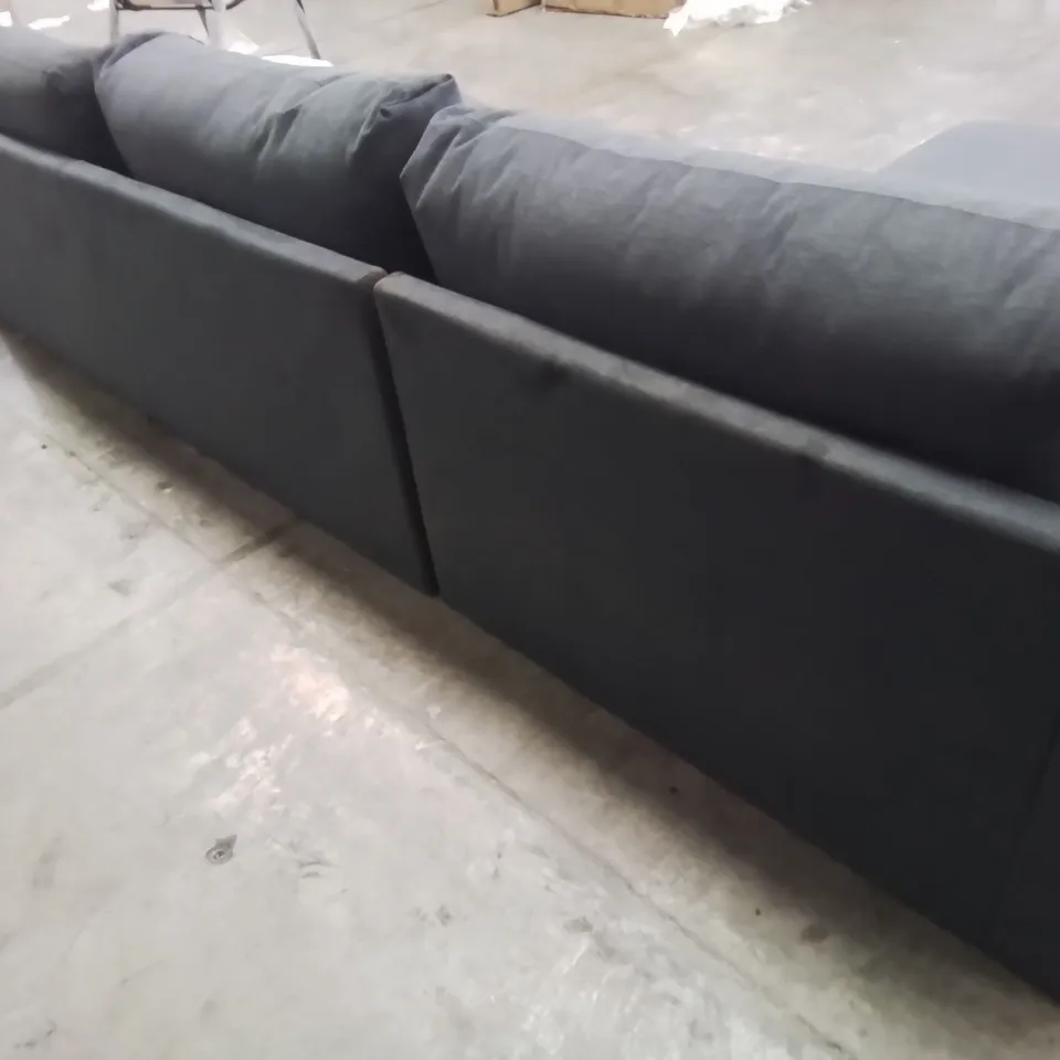 DESIGNER CHAISE SOFA CHARCOAL FABRIC 