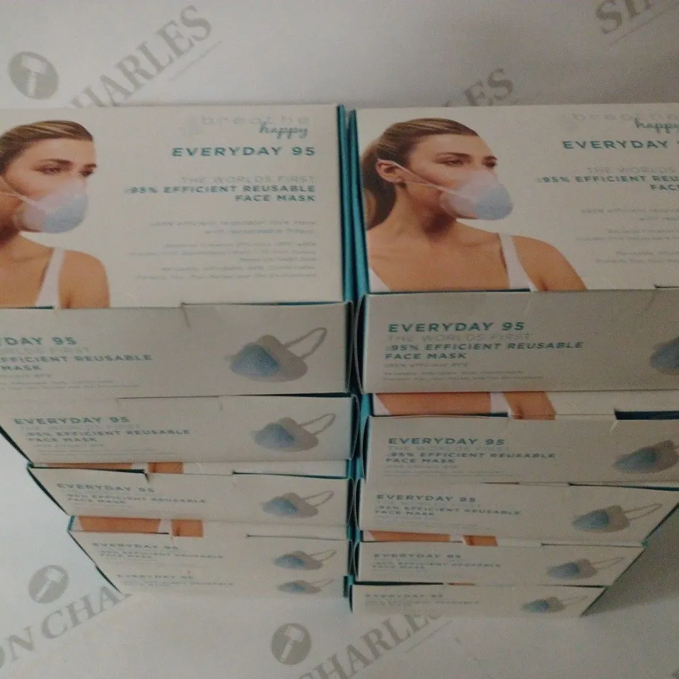 LOT OF 10 BREATHE HAPPY EVERYDAY 95 REUSABLE FACE MASKS