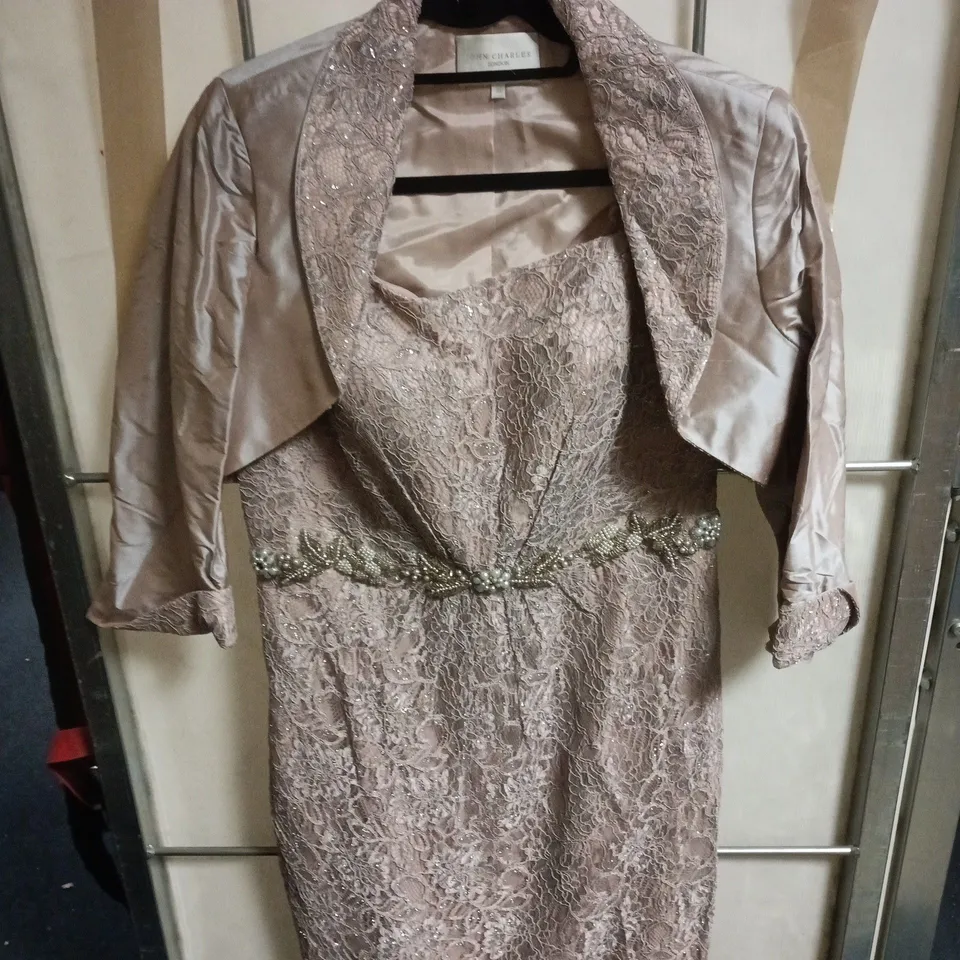JOHN CHARLES CHAMPAGNE SIZE 16 DRESS AND JACKET