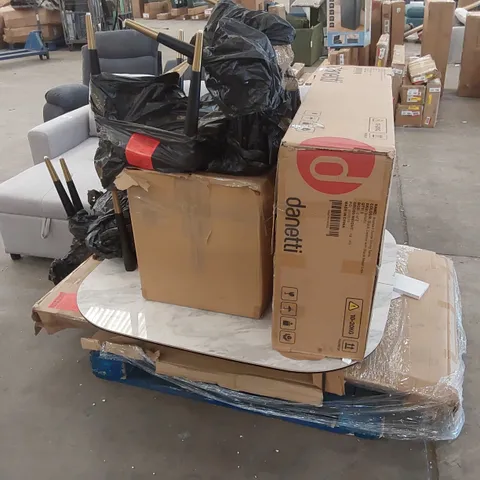 PALLET OF ASSORTED INCOMPLETE DESIGNER DANETTI FURNITURE PARTS AND PIECES