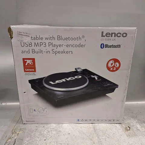 BOXED LENCO TURNTABLE WITH BLUETOOTH AND BUILT IN SPEAKERS - LS-55BK UK