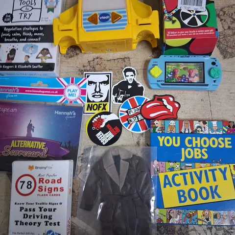 TOTE OF ASSORTED TOYS AND ACCESSORIES TO INCLUDE;