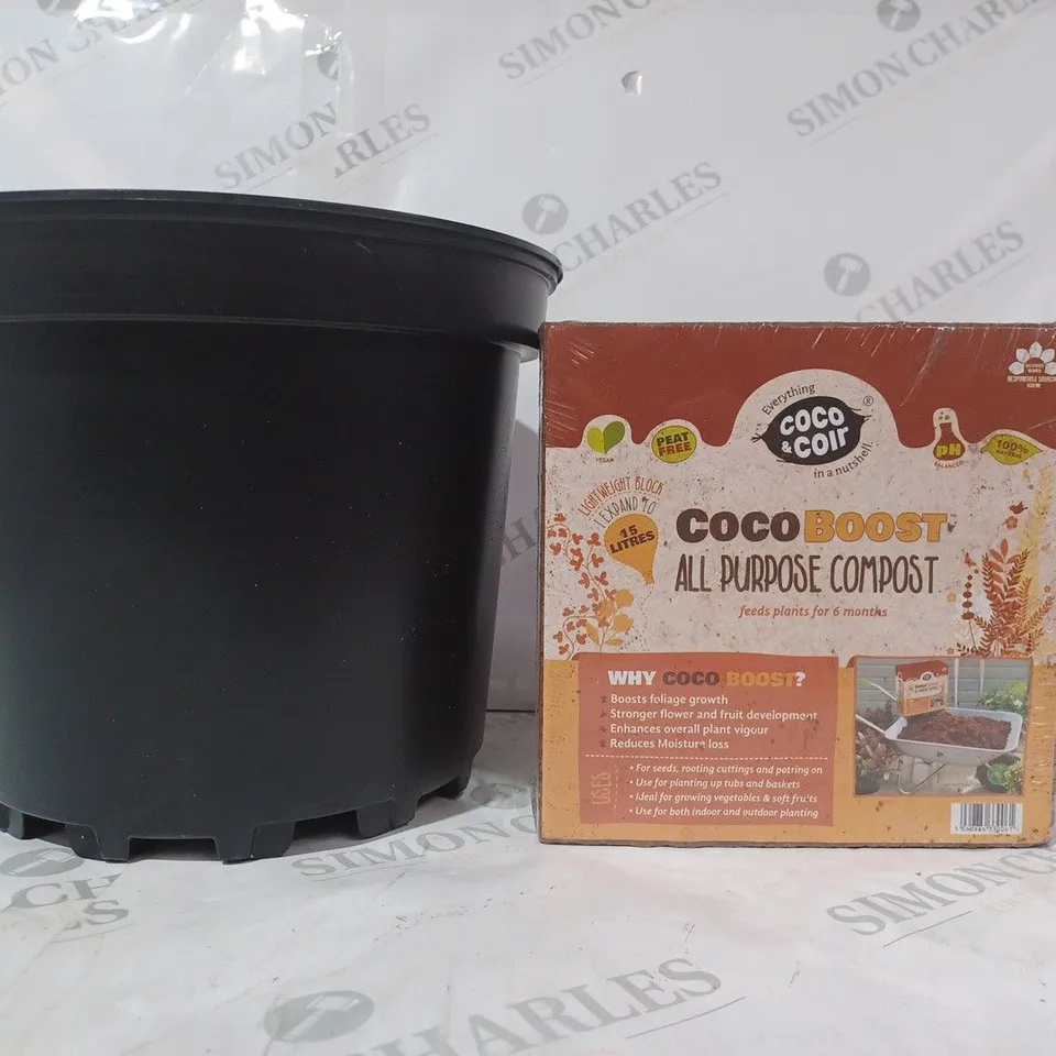 BOXED POT GANG SET OF FLOWER POTS W. ALL PURPOSE COMPOST