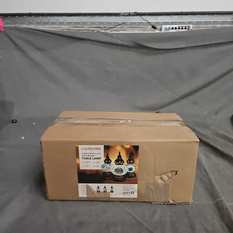 LIVMORE TURKISH MOROCCAN GLASS MOSAIC TABLE LAMP – BOXED