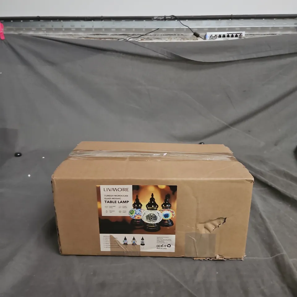 LIVMORE TURKISH MOROCCAN GLASS MOSAIC TABLE LAMP – BOXED