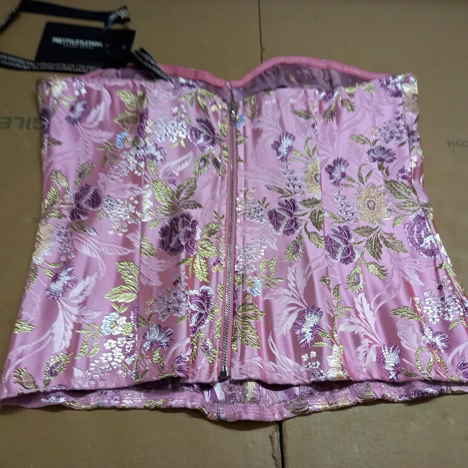 PRETTYLITTLETHING SATIN ORIENTAL CORSET - UK 10